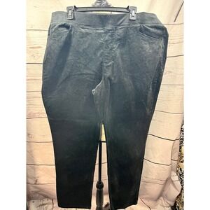 D&Co Denim Plus Size 1X Black Velvet Wide Leg Pull On Pants Women